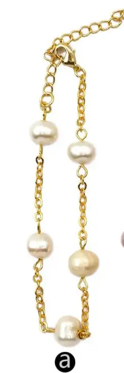 White Pearl Chain Bracelet-ToShay.org