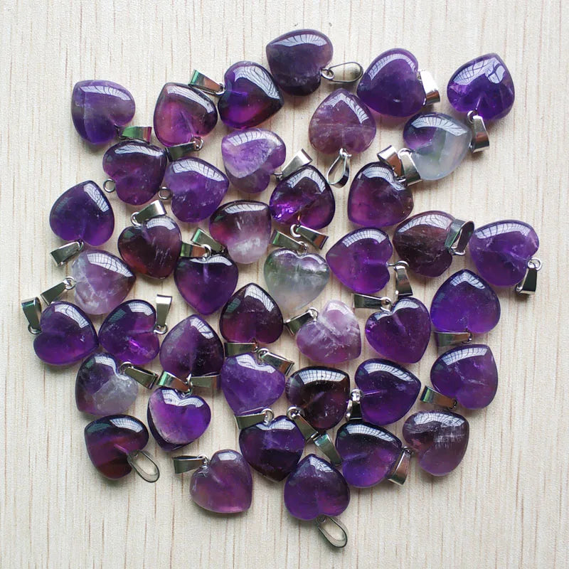 Purple Crystal Heart Pendants-ToShay.org
