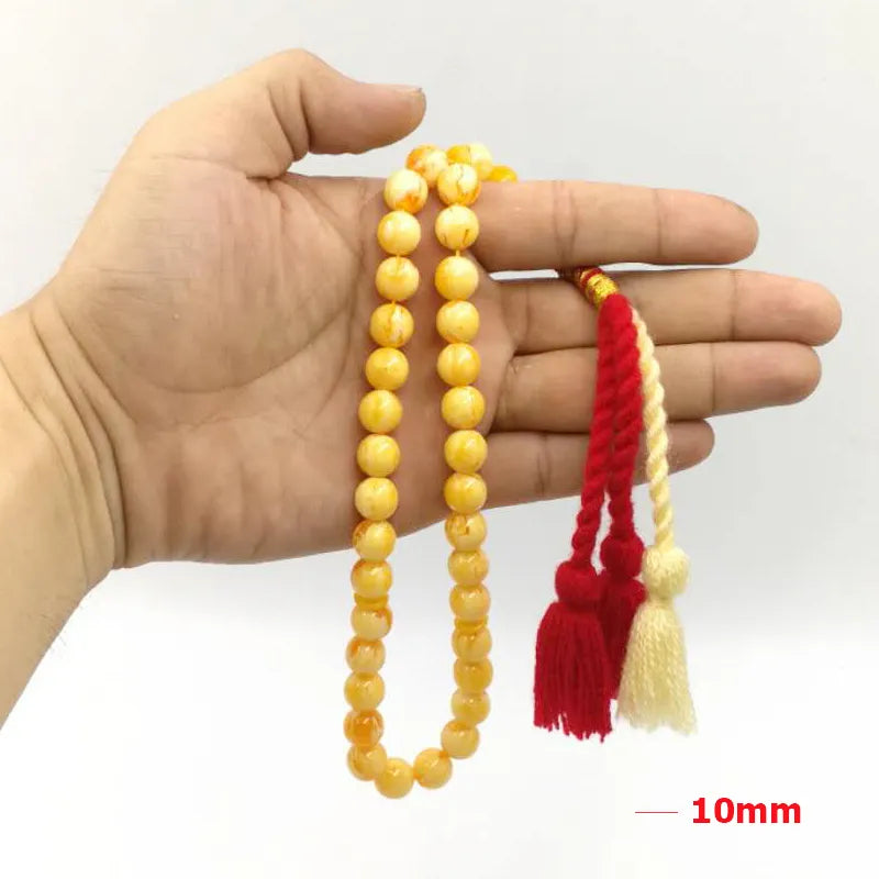 Yellow Amber Resin Prayer Beads-ToShay.org