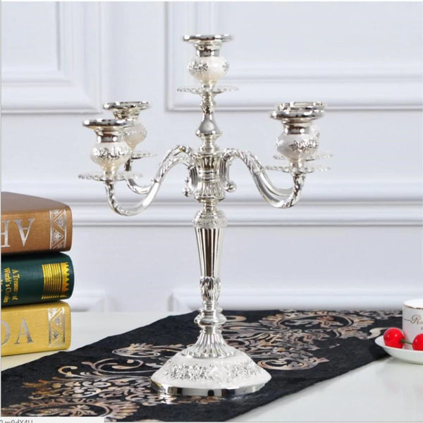 Silver Rose Painted Candelabra-ToShay.org
