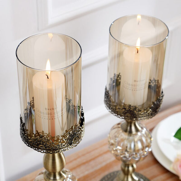 Bronze Glass Candle Stands-ToShay.org