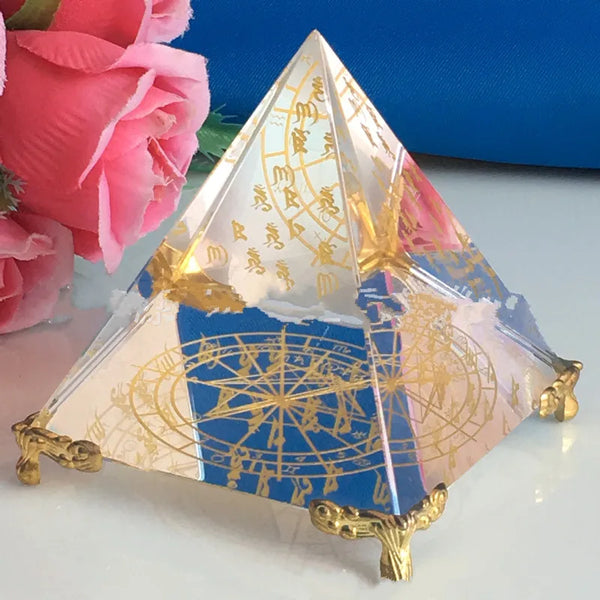 Clear Crystal Zodiac Pyramid-ToShay.org