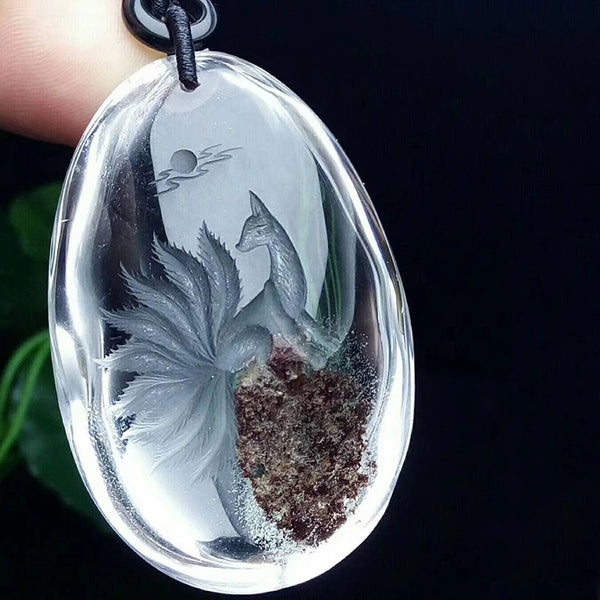 White Crystal Fox Pendant-ToShay.org
