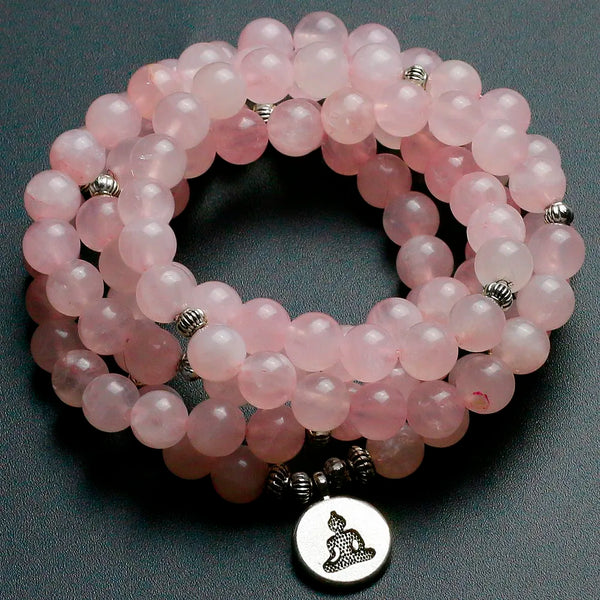 Pink Quartz Mala Beads-ToShay.org