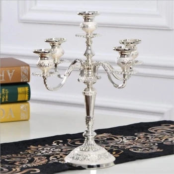Silver Rose Painted Candelabra-ToShay.org