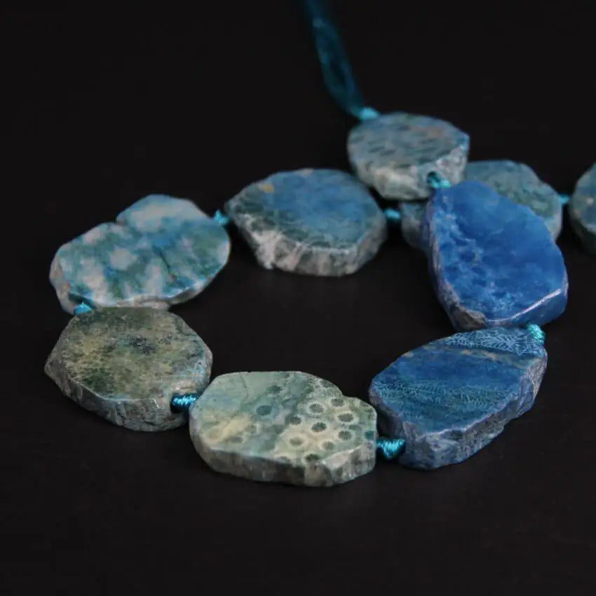 Blue Coral Jade Slab Beads-ToShay.org