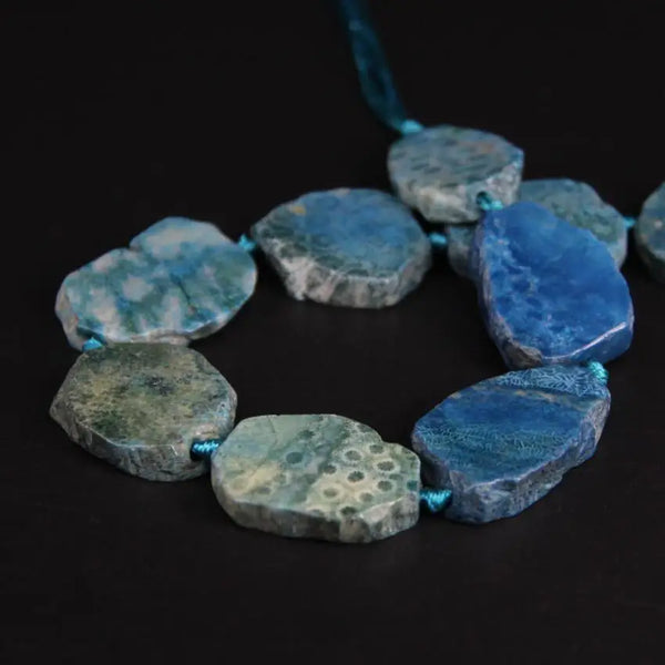 Blue Coral Jade Slab Beads-ToShay.org
