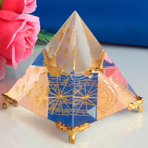 Clear Crystal Zodiac Pyramid-ToShay.org