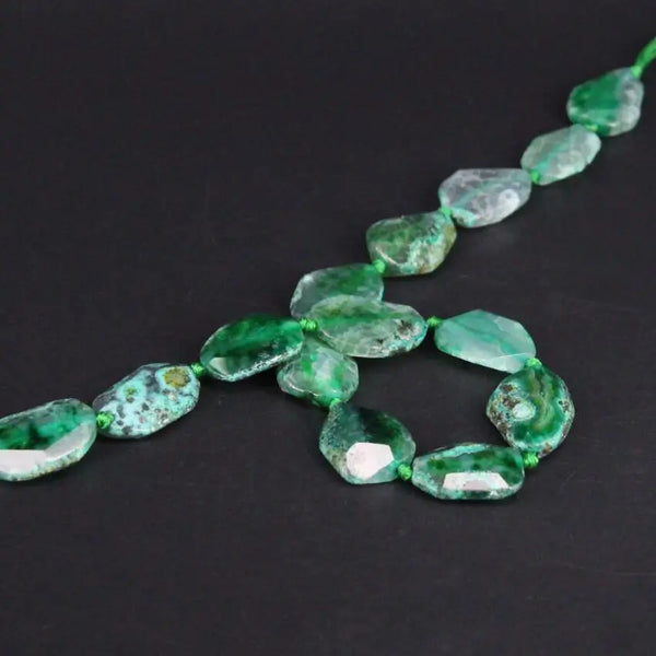 Green Agate Slice Beads-ToShay.org