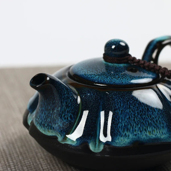 Blue Glazed Ceramic Teapot-ToShay.org
