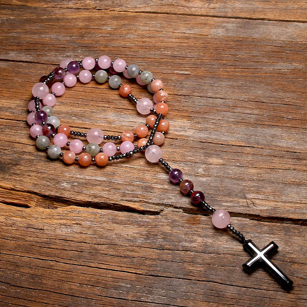 Pink Rose Quartz Rosary-ToShay.org