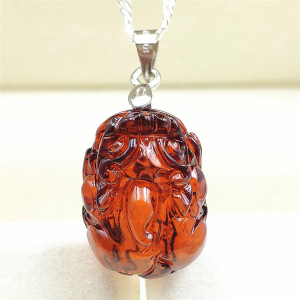 Red Amber Pi Xiu Pendant-ToShay.org