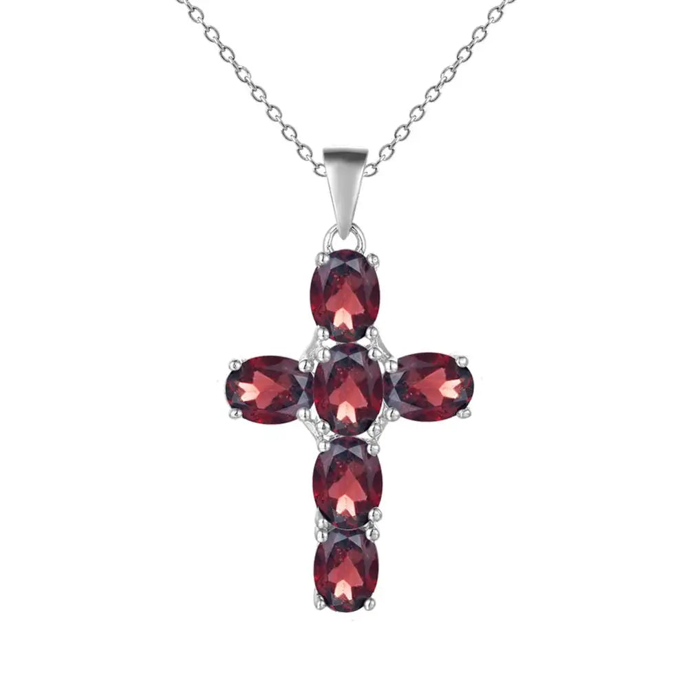 Silver Cross Gemstone Pendant-ToShay.org
