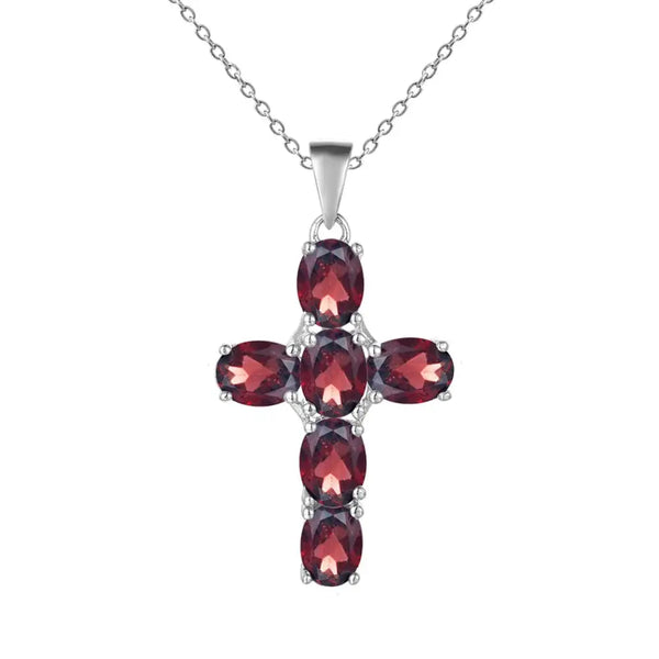 Silver Cross Gemstone Pendant-ToShay.org
