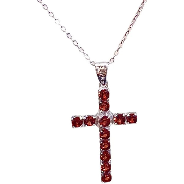 Garnet Jewelled Cross Pendant-ToShay.org