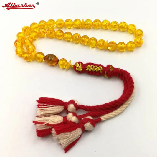 Yellow Amber Resin Prayer Beads-ToShay.org