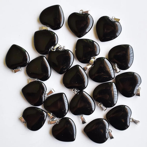 Black Obsidian Heart Pendants-ToShay.org