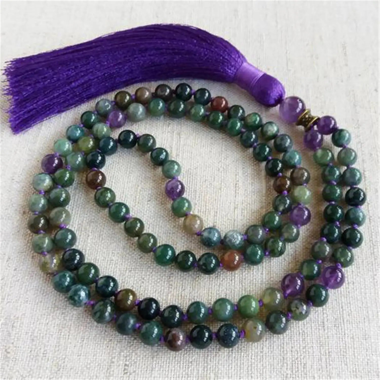 Green Agate Bead Mala-ToShay.org