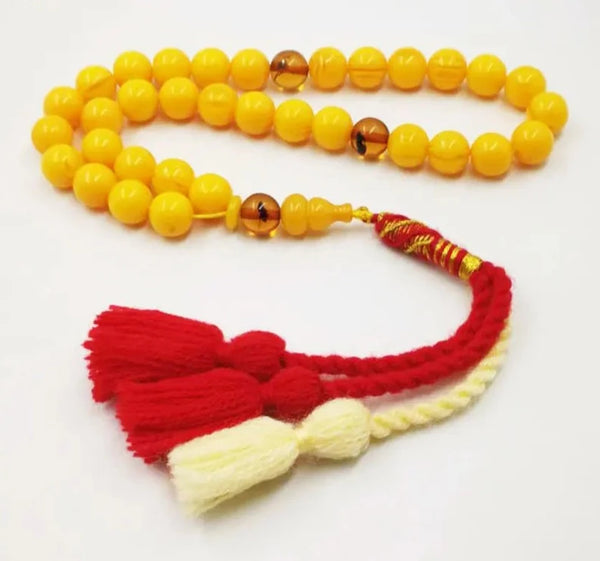 Yellow Amber Insect Prayer Beads-ToShay.org