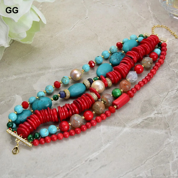 Red Coral Turquoise Bracelet-ToShay.org