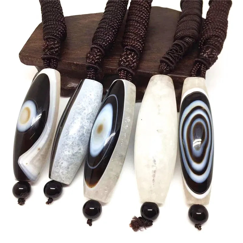 White Black Agate Eye Dzi Bead-ToShay.org