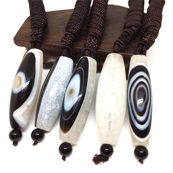 White Black Agate Eye DZI Bead-ToShay.org