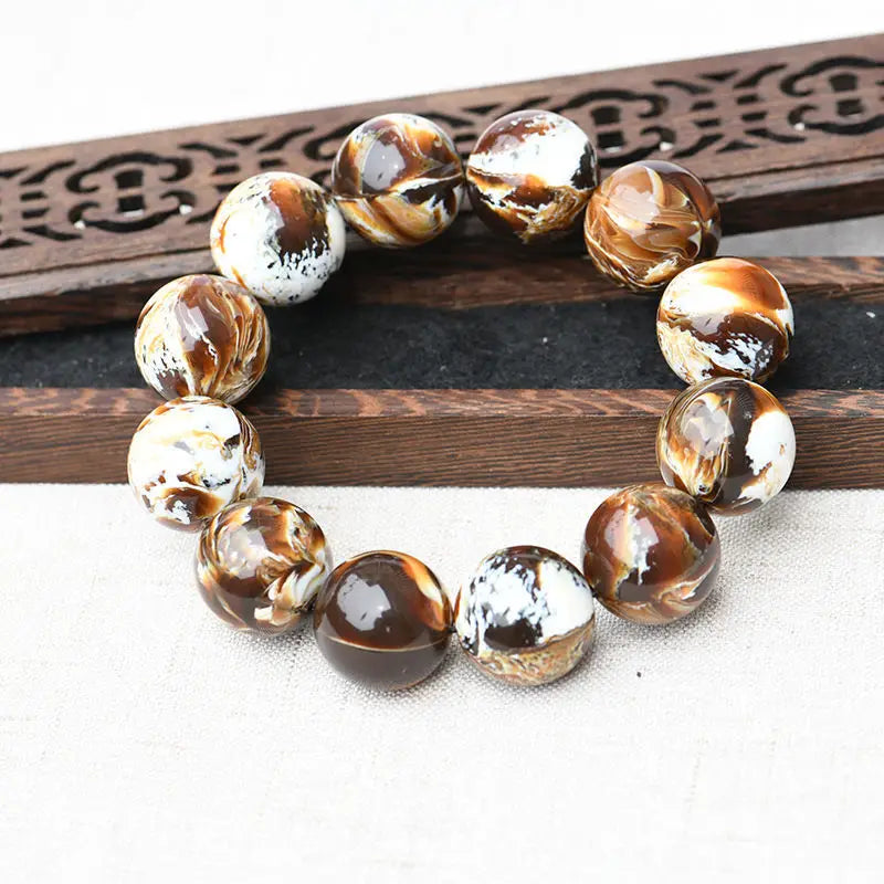Brown Amber Bead Bracelet-ToShay.org