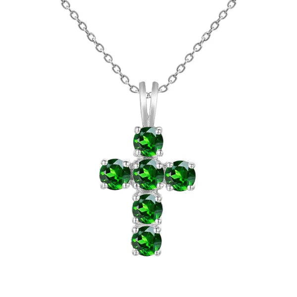 Silver Crystal Cross Pendant-ToShay.org