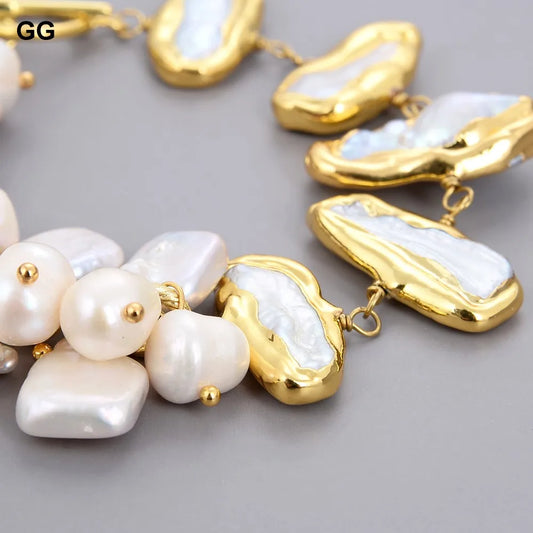 White Pearl Chain Bracelet-ToShay.org