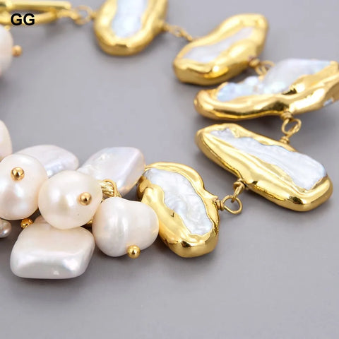 White Pearl Chain Bracelet-ToShay.org