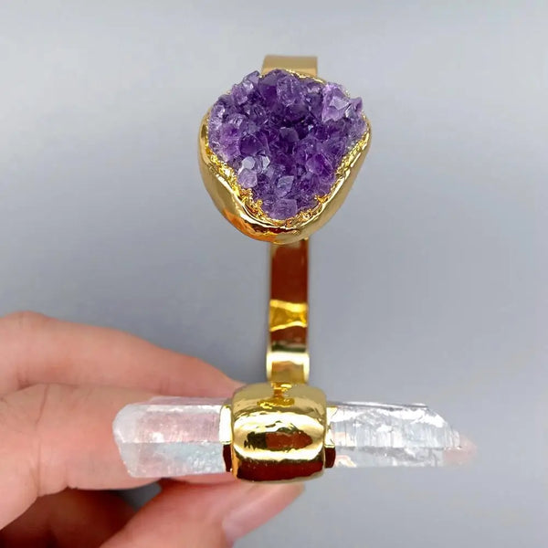Clear Crystal Point Cuff Bangle-ToShay.org