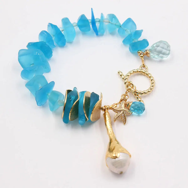 Blue Glass Quartz Bracelet-ToShay.org