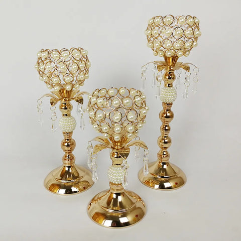 Gold Pearl Cup Candle Stand-ToShay.org