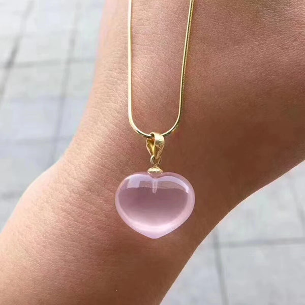 Pink Rose Quartz Heart Pendant-ToShay.org