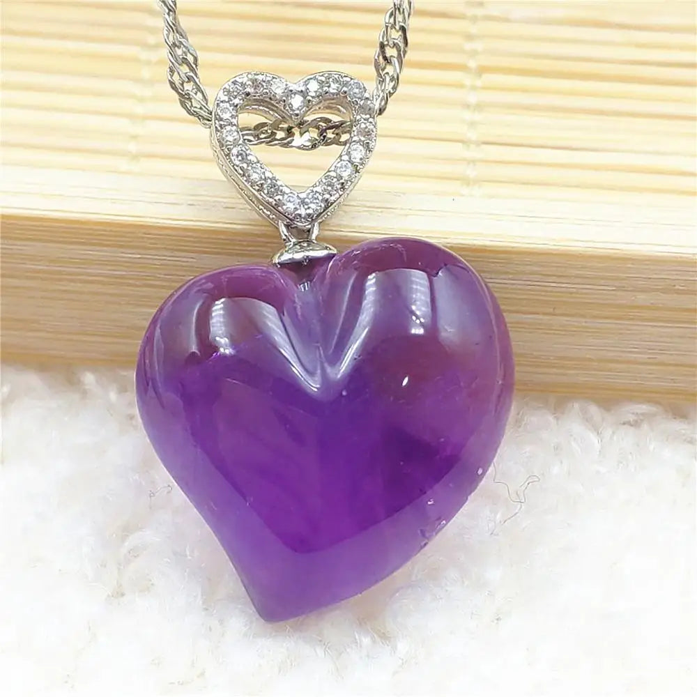 Purple Amethyst Heart Pendants-ToShay.org