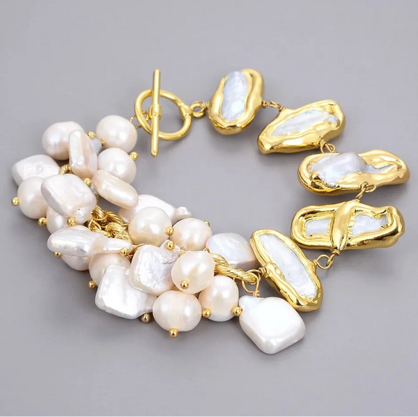 White Pearl Chain Bracelet-ToShay.org