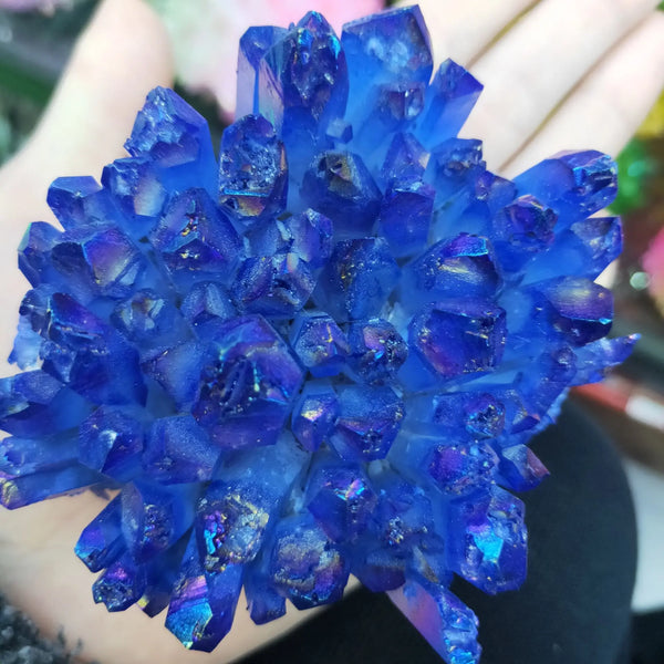 Blue Aura Quartz Crystal Cluster-ToShay.org