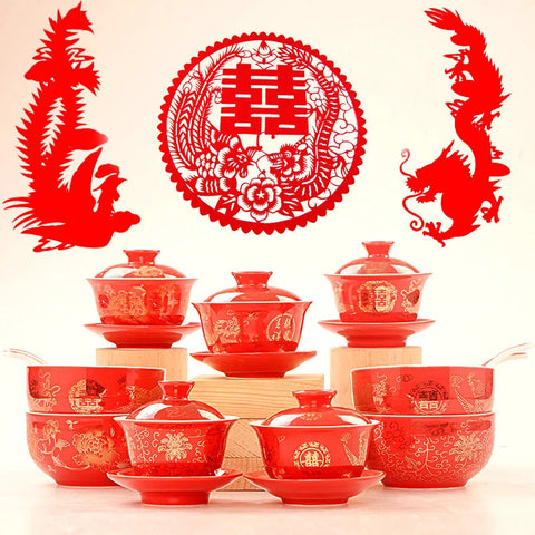 Red Dragon Tea Bowls-ToShay.org