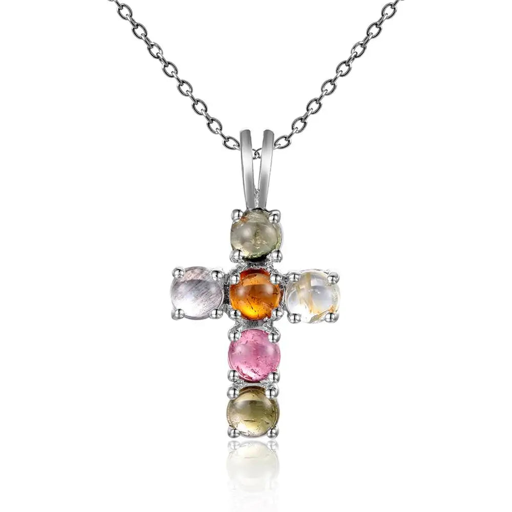 Silver Crystal Cross Pendant-ToShay.org