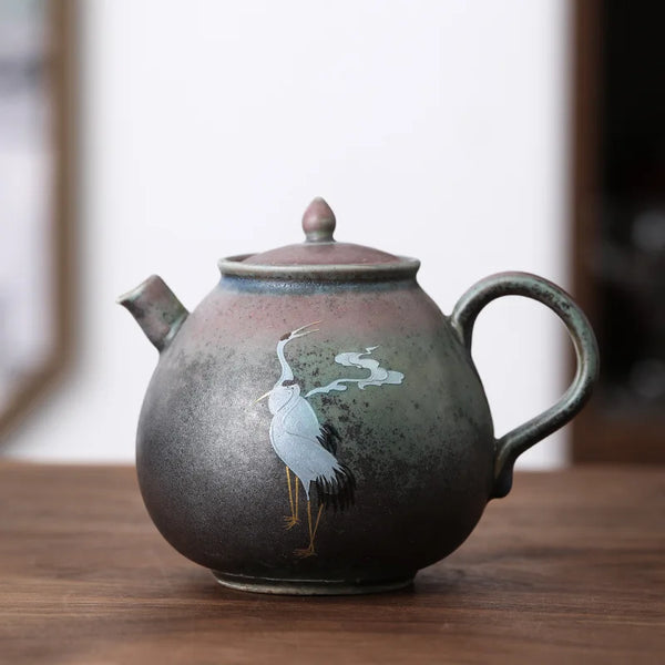 Crane Stoneware Tea Pot-ToShay.org