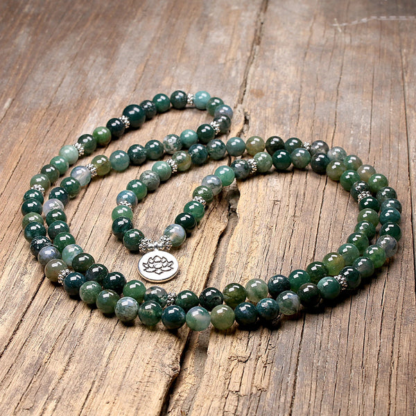 Green Moss Agate Mala Beads-ToShay.org