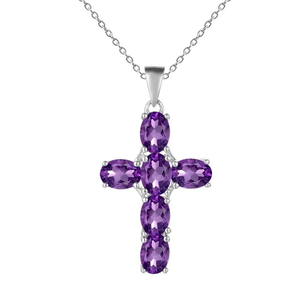 Silver Cross Gemstone Pendant-ToShay.org
