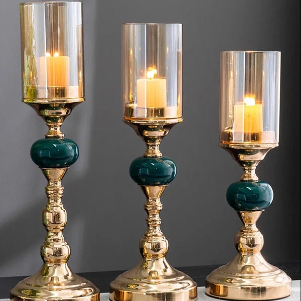 Gold Glass Candle Stands-ToShay.org