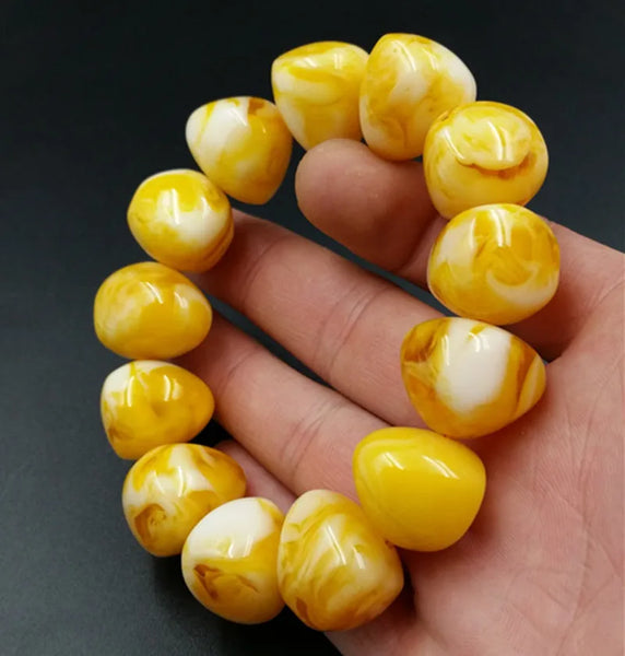 Yellow Beeswax Amber Bracelet-ToShay.org