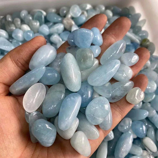 Blue Aquamarine Tumbled Stones-ToShay.org