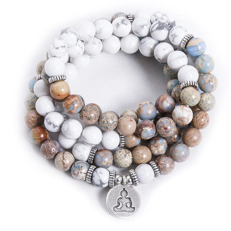 White Howlite Bead Mala-ToShay.org