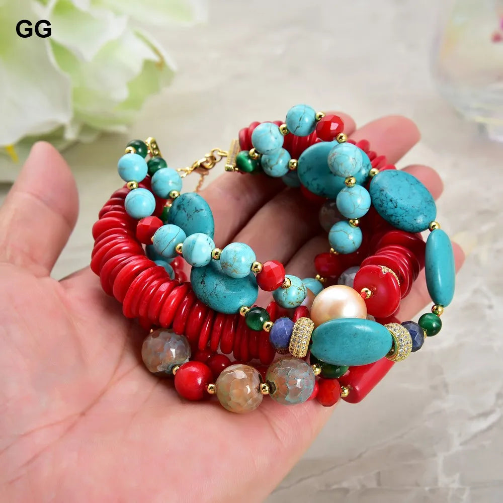 Blue Turquoise Coral Bracelet-ToShay.org