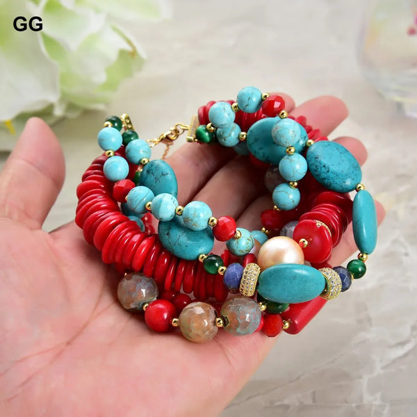 Blue Turquoise Coral Bracelet-ToShay.org