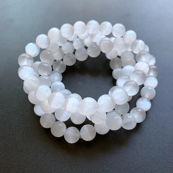 White Selenite Bead Bracelet-ToShay.org