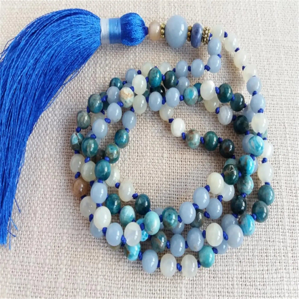 Blue Angelite Apatite Mala-ToShay.org